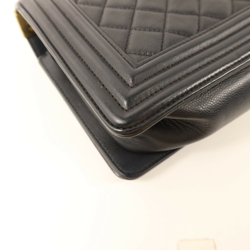 CHANEL 牛皮皮革Boy25金扣鏈帶肩背袋-15