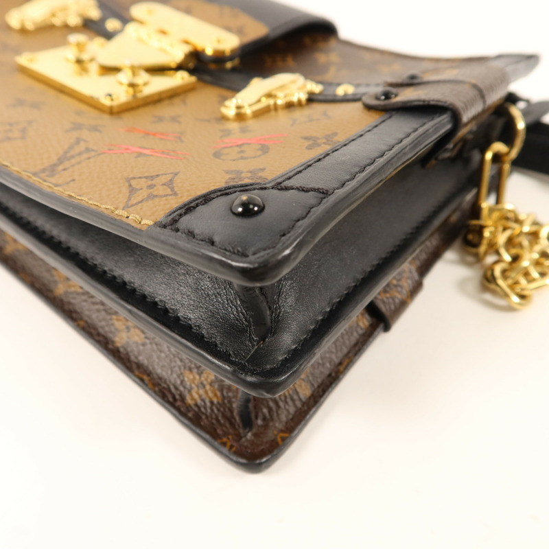 LOUIS VUITTON Monogram Reverse Trunk Clutch金扣肩背袋-10