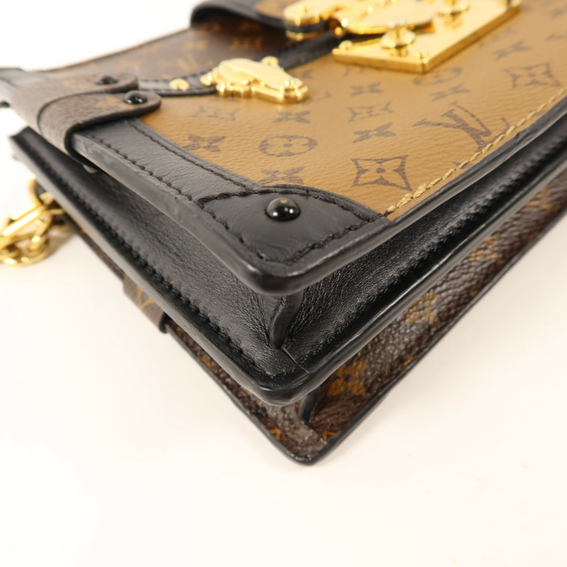 LOUIS VUITTON Monogram Reverse Trunk Clutch金扣肩背袋-11