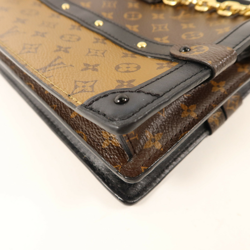 LOUIS VUITTON Monogram Reverse Trunk Clutch金扣肩背袋-12