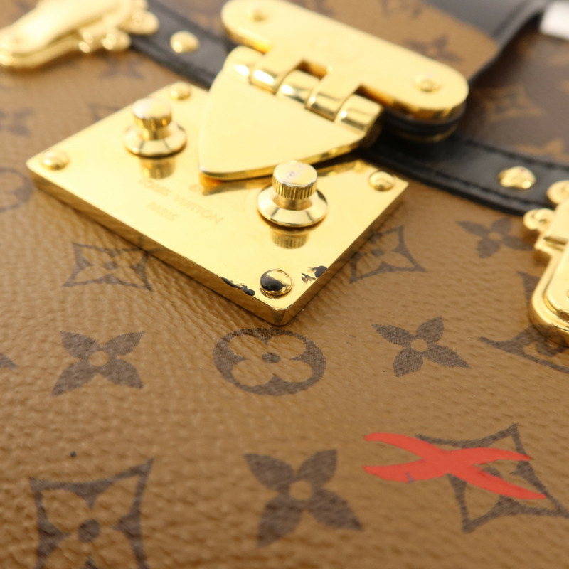 LOUIS VUITTON Monogram Reverse Trunk Clutch金扣肩背袋-14