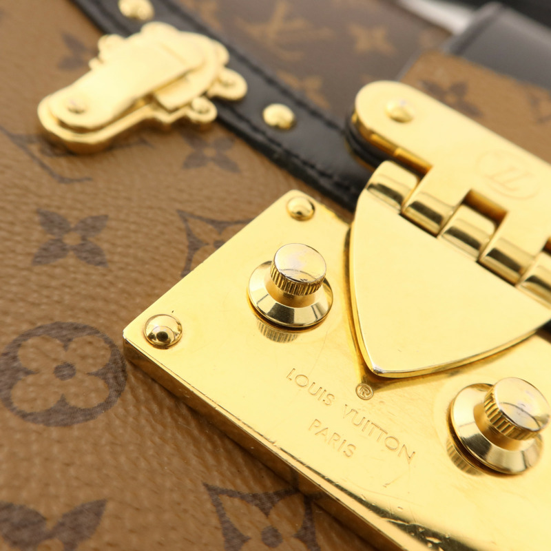LOUIS VUITTON Monogram Reverse Trunk Clutch金扣肩背袋-15