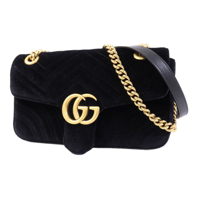 GUCCI 天鵝絨GG Marmont金扣鏈帶肩背袋-2
