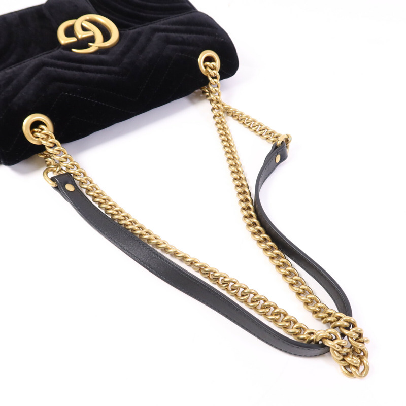 GUCCI 天鵝絨GG Marmont金扣鏈帶肩背袋-8
