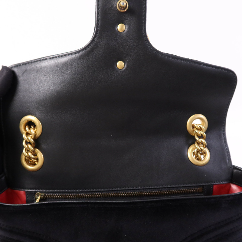 GUCCI 天鵝絨GG Marmont金扣鏈帶肩背袋-13