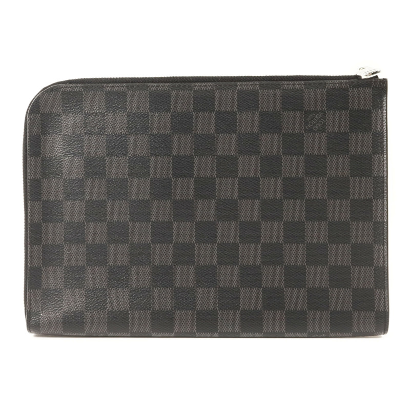 LOUIS VUITTON Damier Graphite Pochette Jour PM銀扣手拿包-1