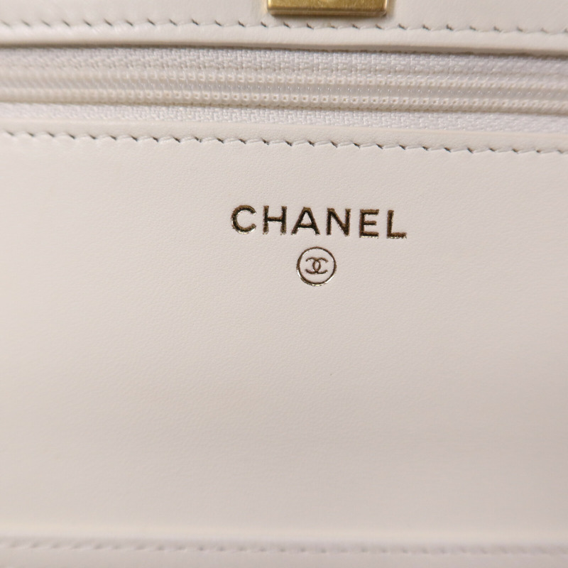 CHANEL 羊皮皮革Wallet On Chain金扣鏈帶肩背袋-5