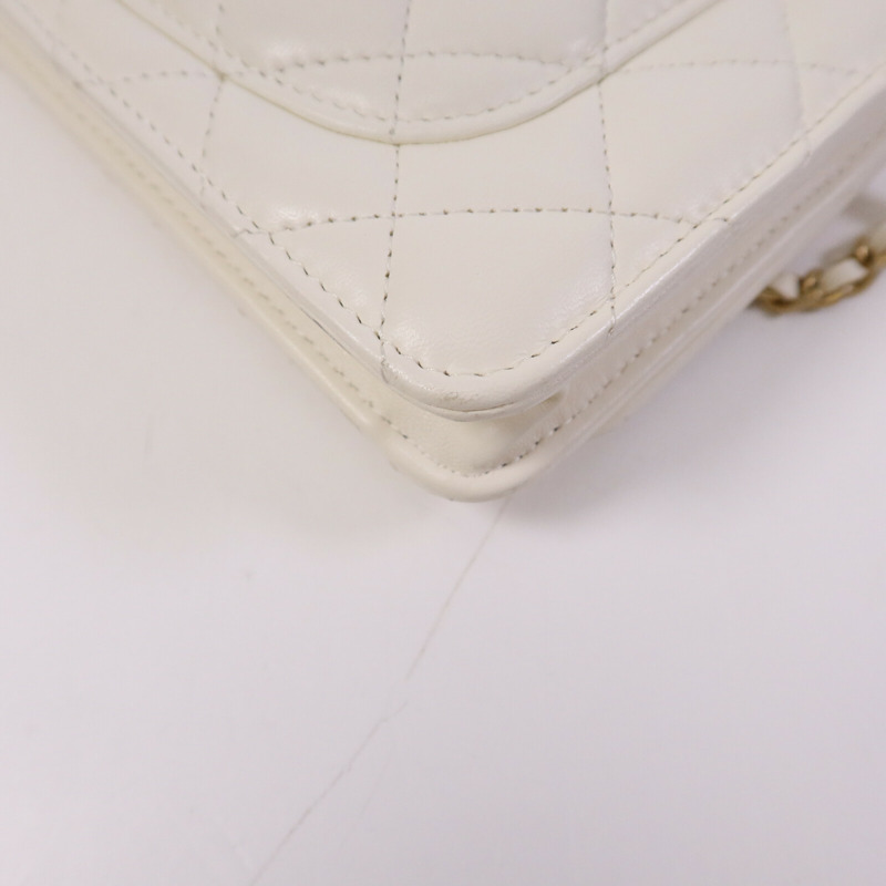 CHANEL 羊皮皮革Wallet On Chain金扣鏈帶肩背袋-12