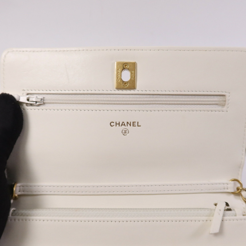 CHANEL 羊皮皮革Wallet On Chain金扣鏈帶肩背袋-15