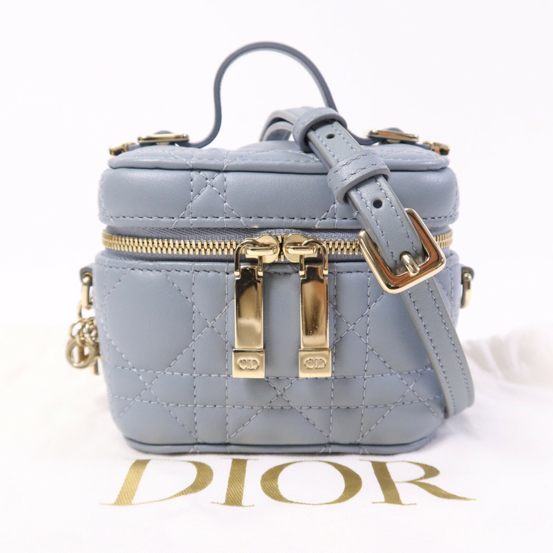 Dior 羊皮皮革Cannage Vanity金扣手挽肩背兩用袋-4