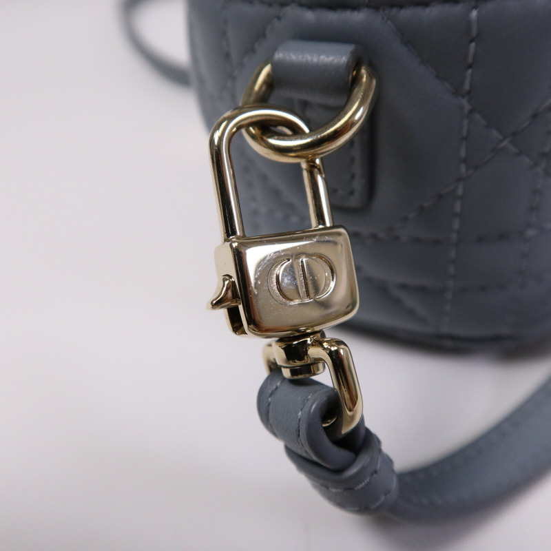 Dior 羊皮皮革Cannage Vanity金扣手挽肩背兩用袋-10