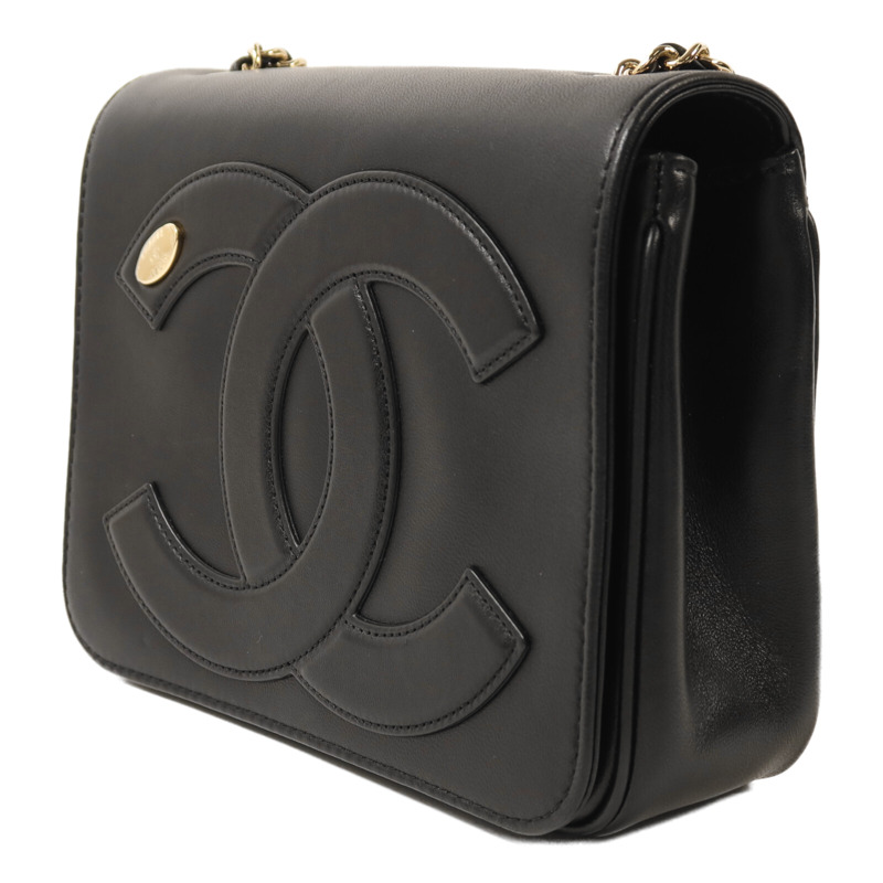 CHANEL 羊皮皮革Chain Shoulder金扣鏈帶肩背袋-2