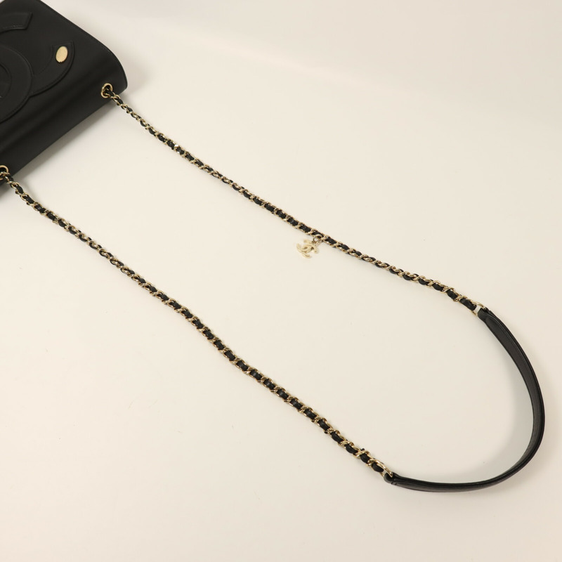 CHANEL 羊皮皮革Chain Shoulder金扣鏈帶肩背袋-7