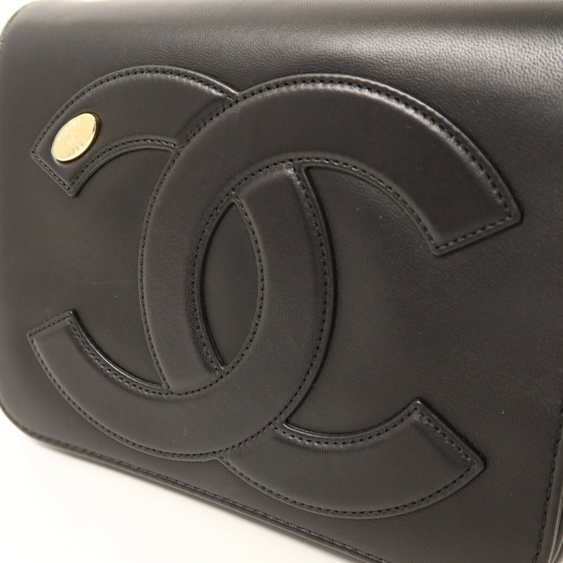 CHANEL 羊皮皮革Chain Shoulder金扣鏈帶肩背袋-9