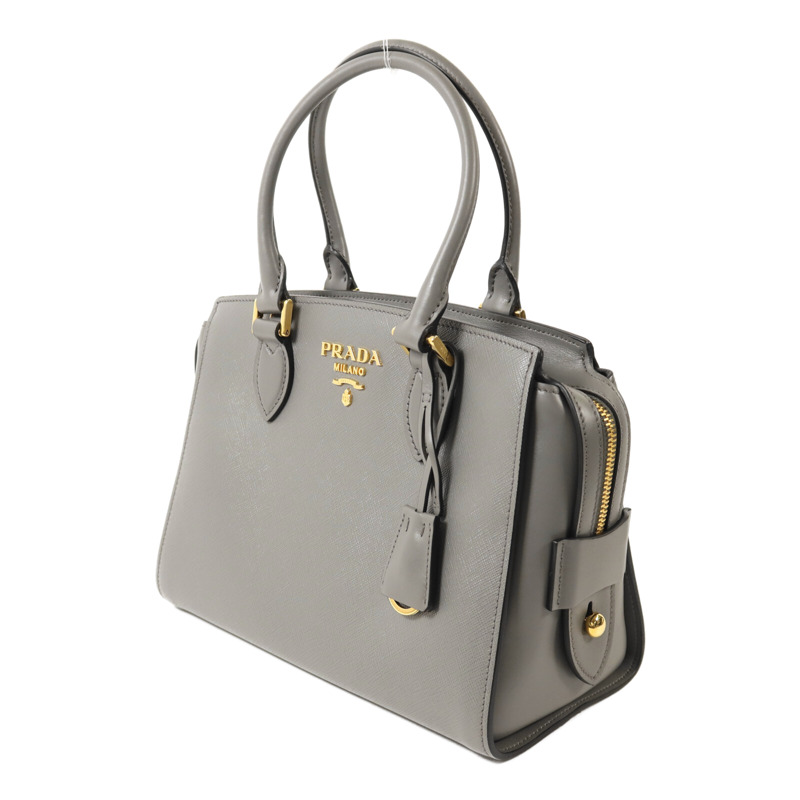 PRADA 牛皮皮革Borsa A mano金扣手挽肩背兩用袋-2