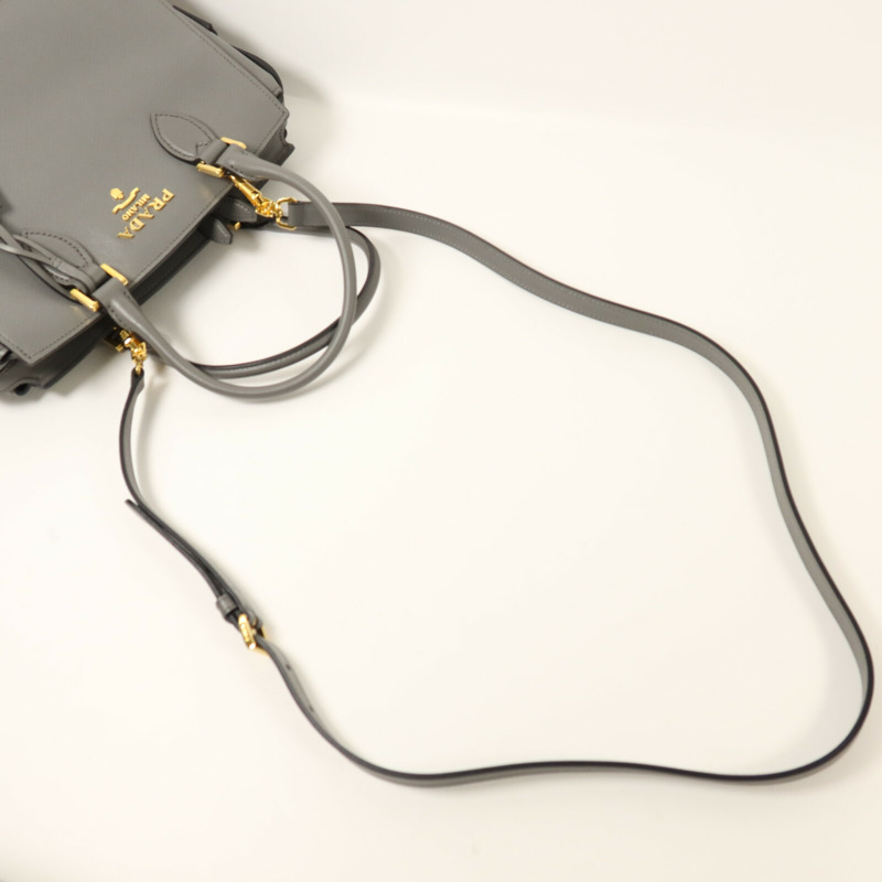 PRADA 牛皮皮革Borsa A mano金扣手挽肩背兩用袋-7