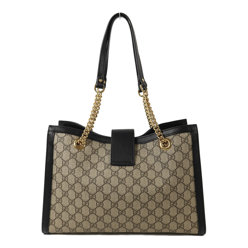 GUCCI 塗層帆布Padlock GG金扣鏈帶肩背袋-1