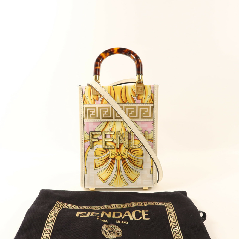 FENDI 牛皮皮革Sunshine Mini金扣手挽肩背兩用袋-9