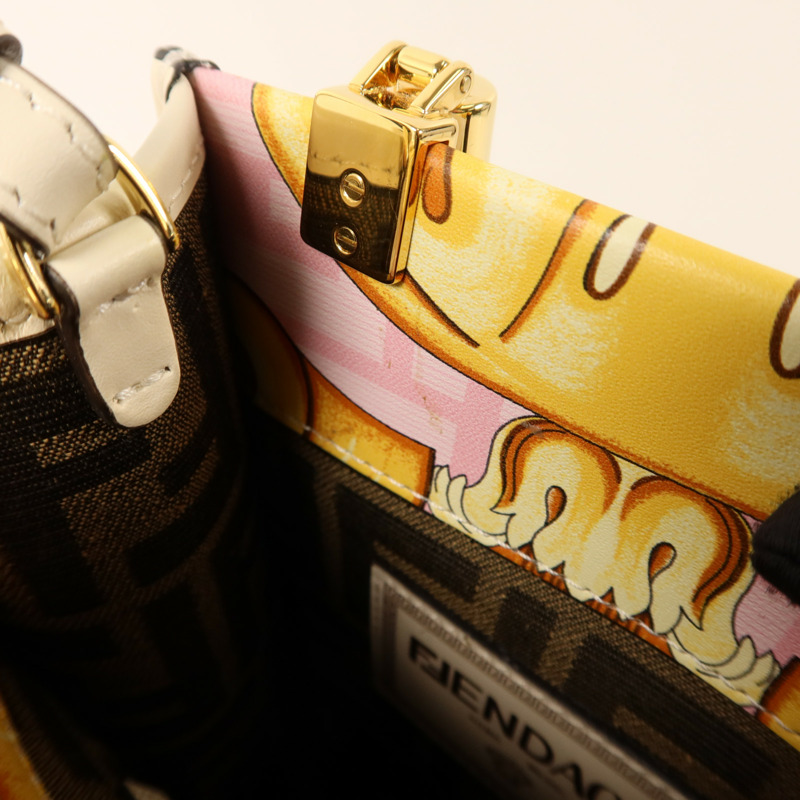 FENDI 牛皮皮革Sunshine Mini金扣手挽肩背兩用袋-14