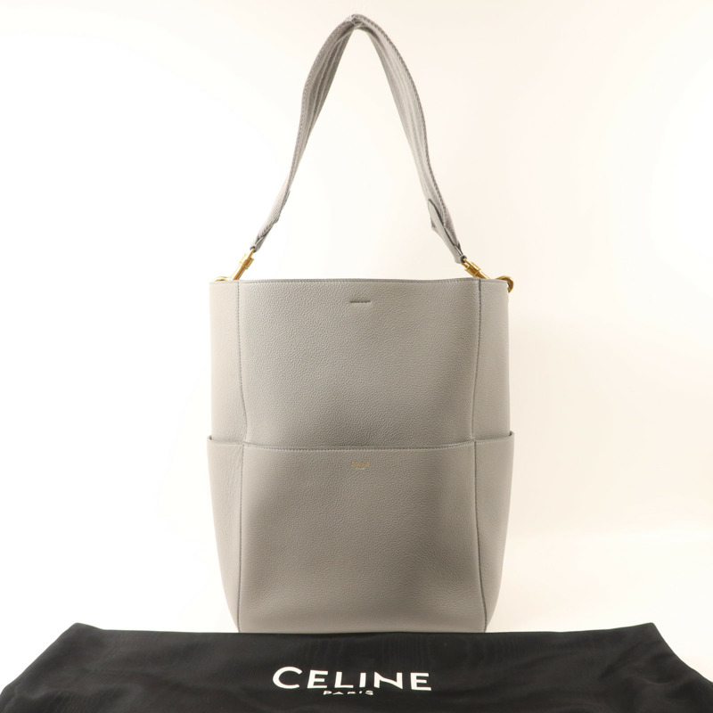 CELINE 牛皮皮革Sangle Bucket金扣肩背袋-9