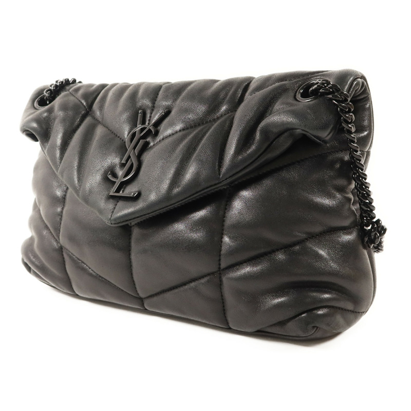 SAINT LAURENT 羊皮皮革Shoulder Bag銀扣手挽肩背兩用袋-2