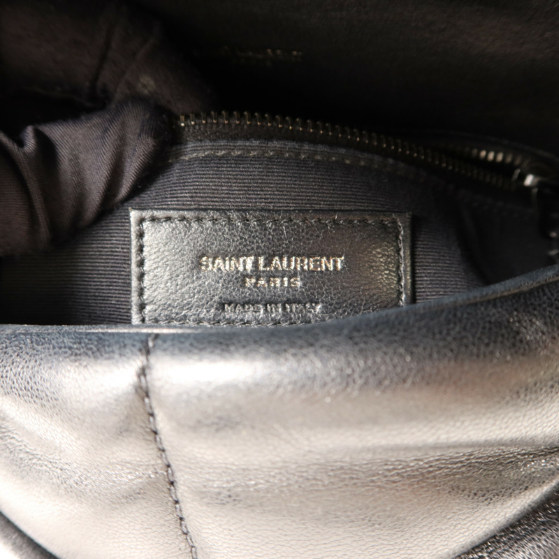 SAINT LAURENT 羊皮皮革Shoulder Bag銀扣手挽肩背兩用袋-5