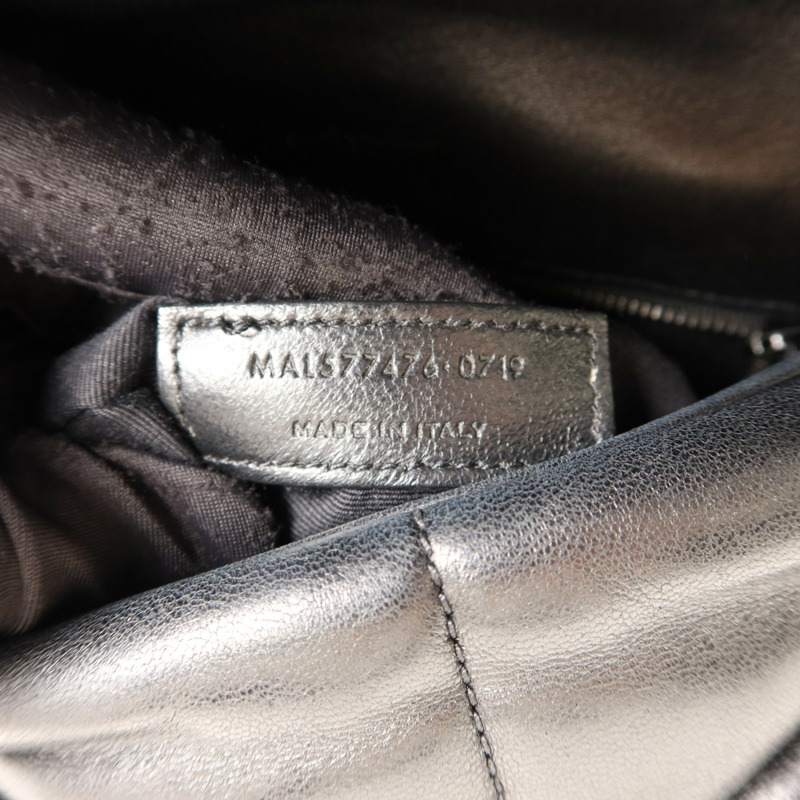 SAINT LAURENT 羊皮皮革Shoulder Bag銀扣手挽肩背兩用袋-6