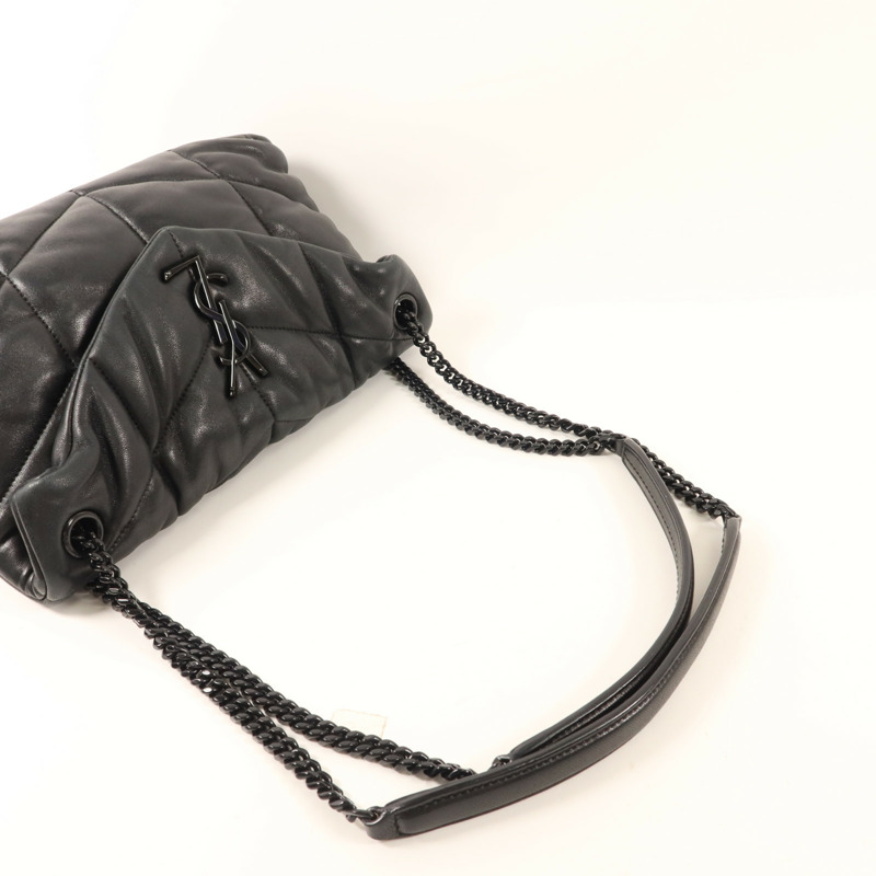 SAINT LAURENT 羊皮皮革Shoulder Bag銀扣手挽肩背兩用袋-7