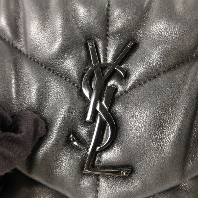 SAINT LAURENT 羊皮皮革Shoulder Bag銀扣手挽肩背兩用袋-8