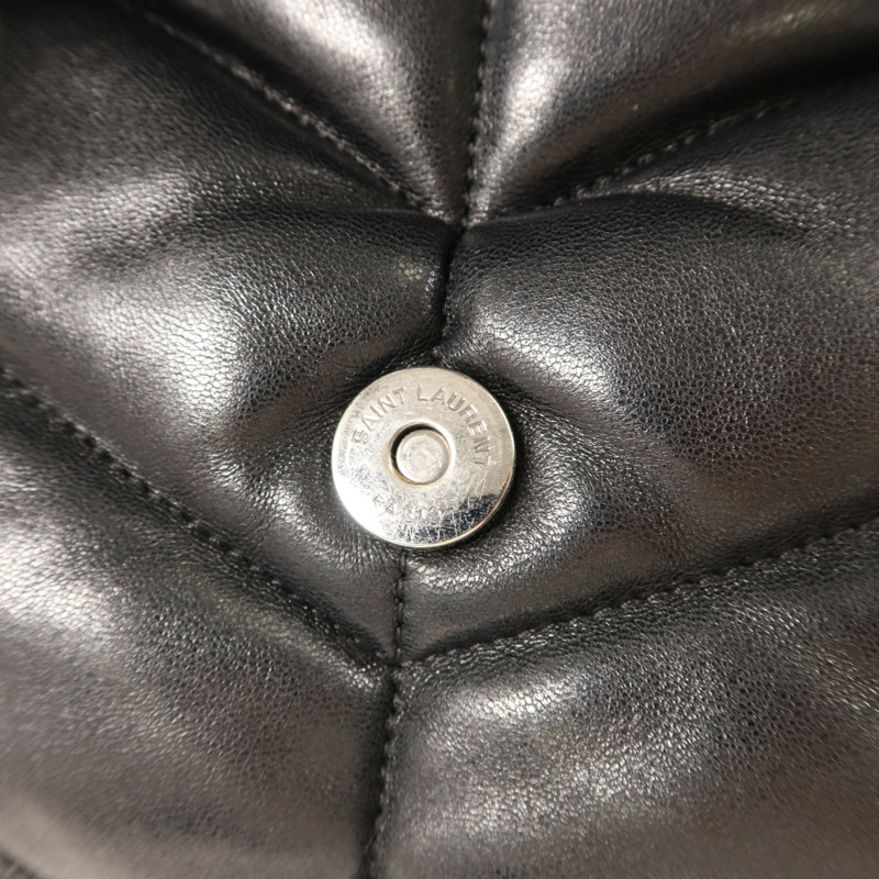 SAINT LAURENT 羊皮皮革Shoulder Bag銀扣手挽肩背兩用袋-10