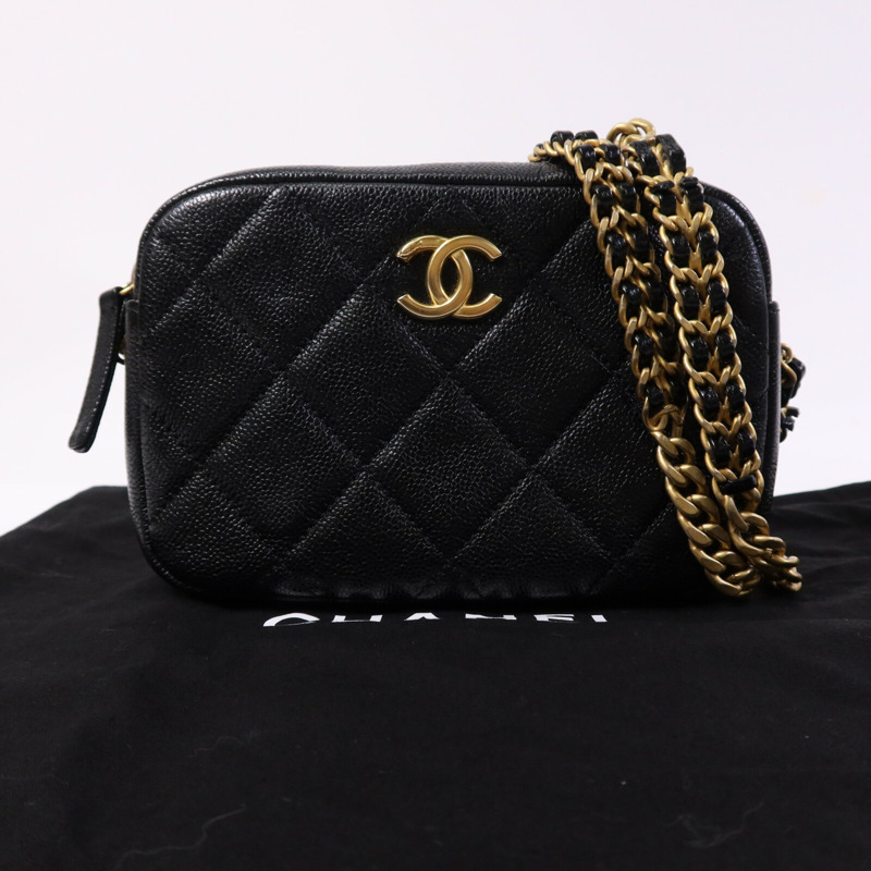 CHANEL 牛皮皮革Camera  Bag金扣鏈帶肩背袋-9