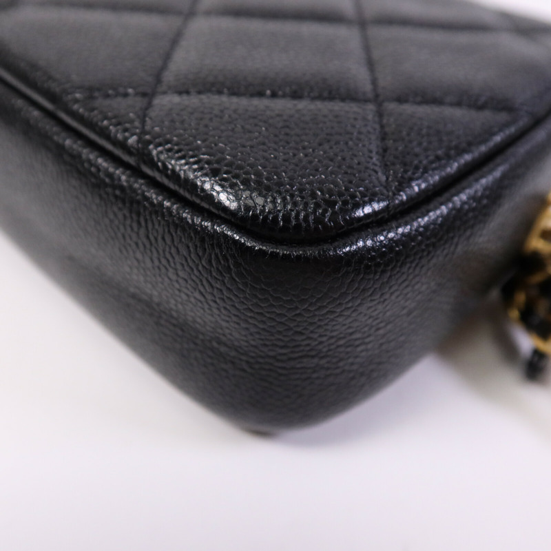 CHANEL 牛皮皮革Camera  Bag金扣鏈帶肩背袋-12