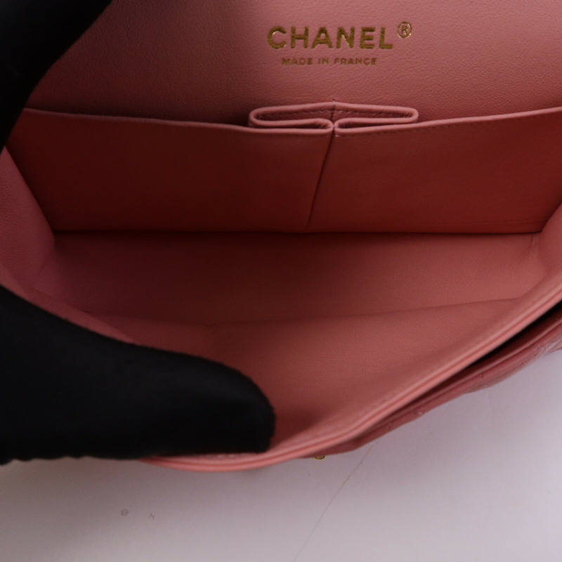 CHANEL 羊皮皮革Classic 25金扣鏈帶手挽肩背兩用袋-4