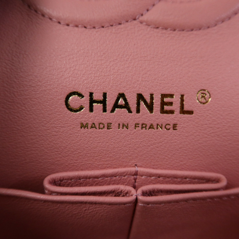 CHANEL 羊皮皮革Classic 25金扣鏈帶手挽肩背兩用袋-5