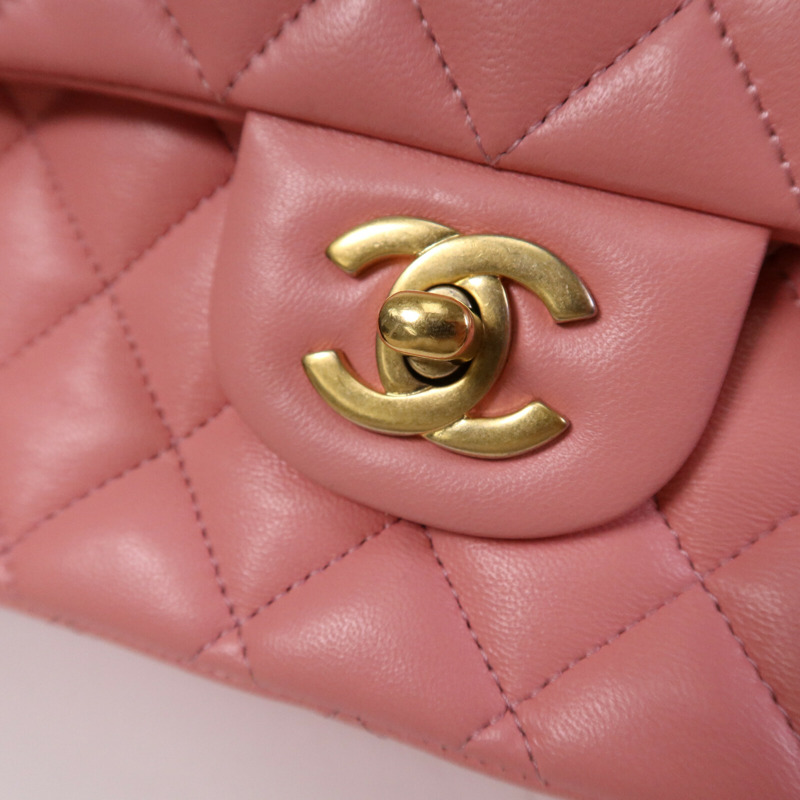 CHANEL 羊皮皮革Classic 25金扣鏈帶手挽肩背兩用袋-6