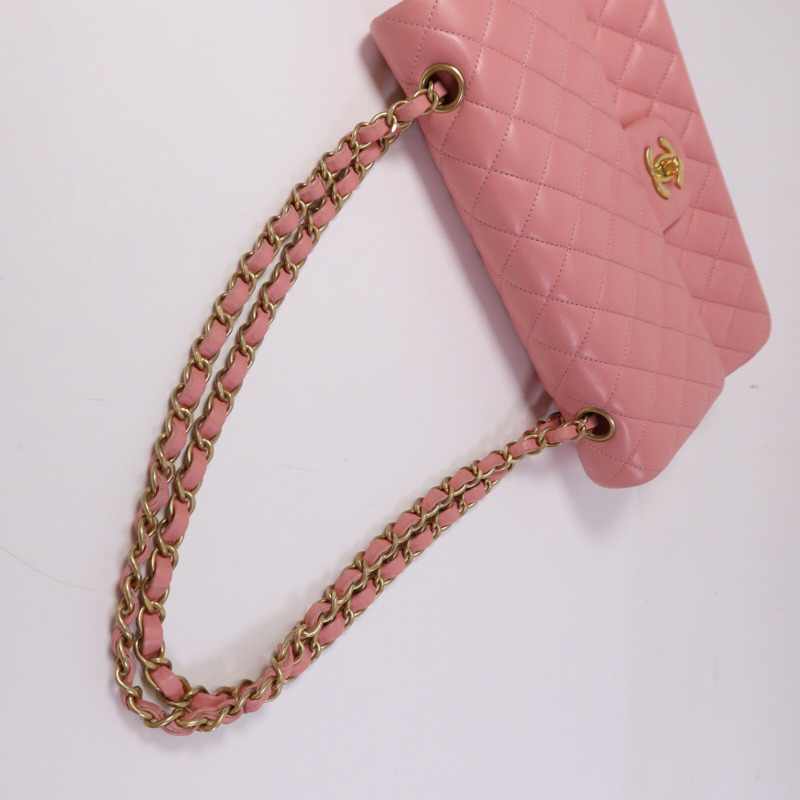 CHANEL 羊皮皮革Classic 25金扣鏈帶手挽肩背兩用袋-8
