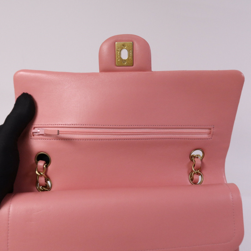 CHANEL 羊皮皮革Classic 25金扣鏈帶手挽肩背兩用袋-14