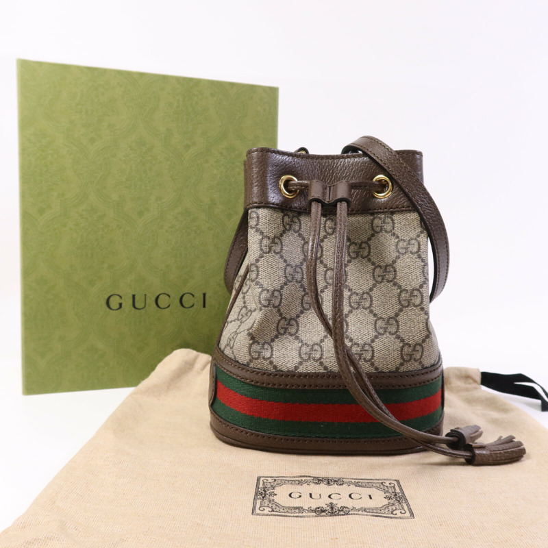 GUCCI 塗層帆布Ophidia Mini Bucket金扣肩背袋-9