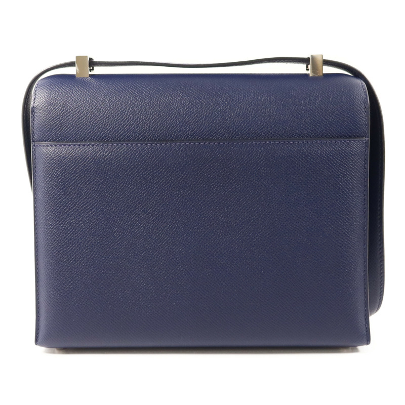 HERMES Epsom皮革Verrou 23銀扣肩背袋Bleu Saphir-1