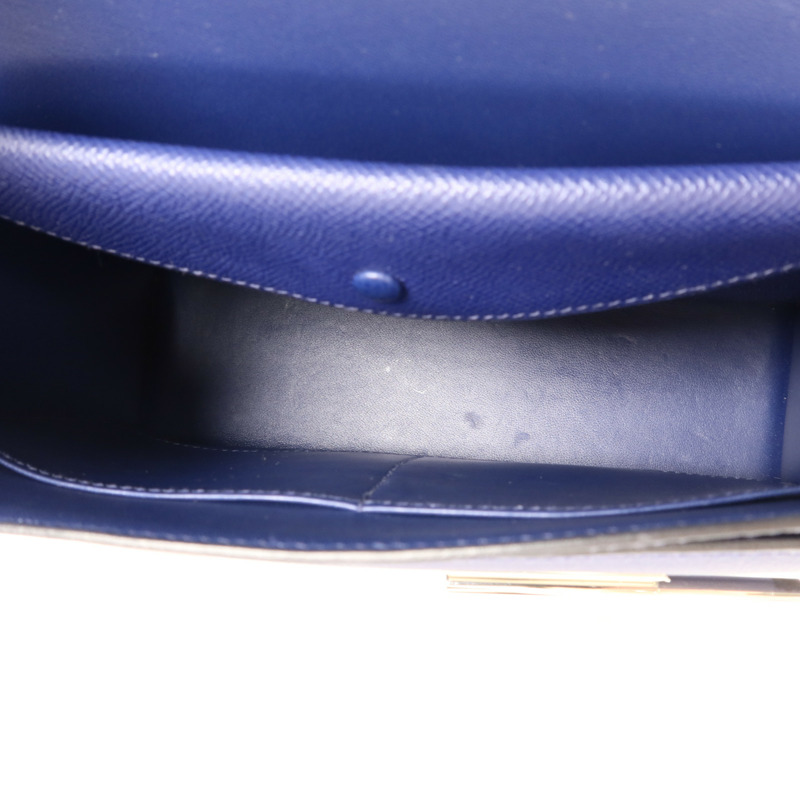 HERMES Epsom皮革Verrou 23銀扣肩背袋Bleu Saphir-4