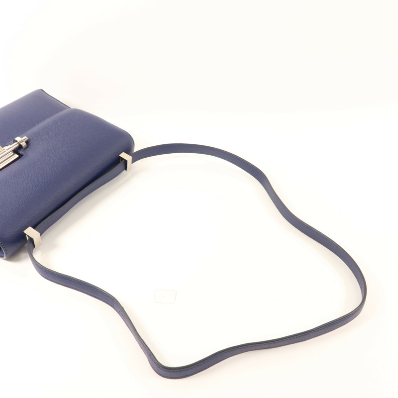 HERMES Epsom皮革Verrou 23銀扣肩背袋Bleu Saphir-7