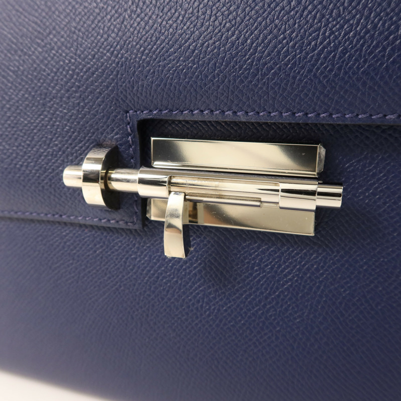HERMES Epsom皮革Verrou 23銀扣肩背袋Bleu Saphir-10