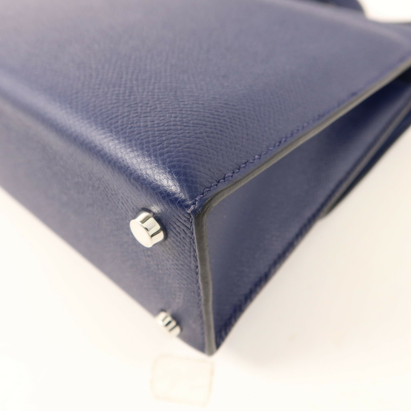HERMES Epsom皮革Verrou 23銀扣肩背袋Bleu Saphir-14