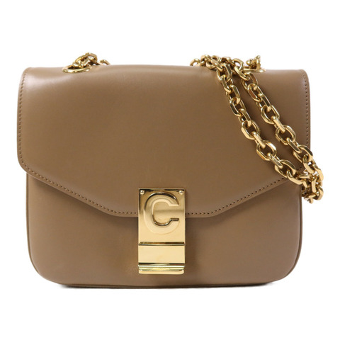 CELINE 牛皮皮革Small C金扣鏈帶肩背袋
