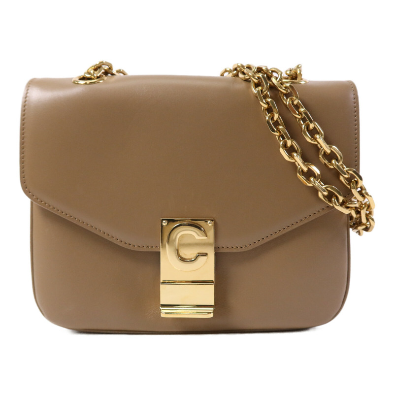 CELINE 牛皮皮革Small C金扣鏈帶肩背袋-0