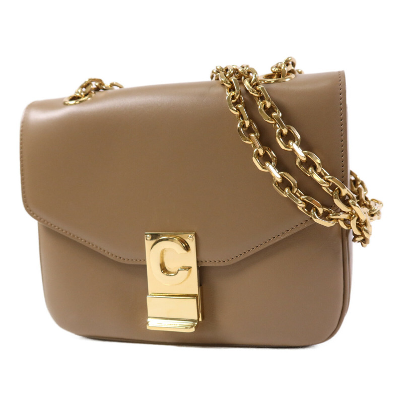 CELINE 牛皮皮革Small C金扣鏈帶肩背袋-2