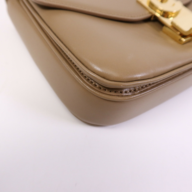 CELINE 牛皮皮革Small C金扣鏈帶肩背袋-10