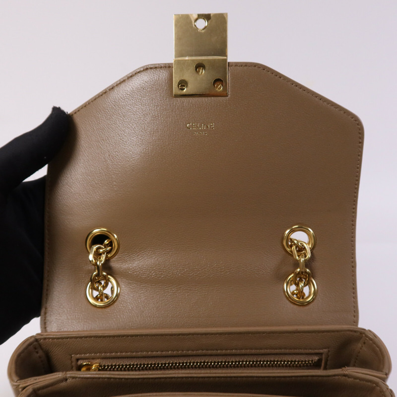 CELINE 牛皮皮革Small C金扣鏈帶肩背袋-13
