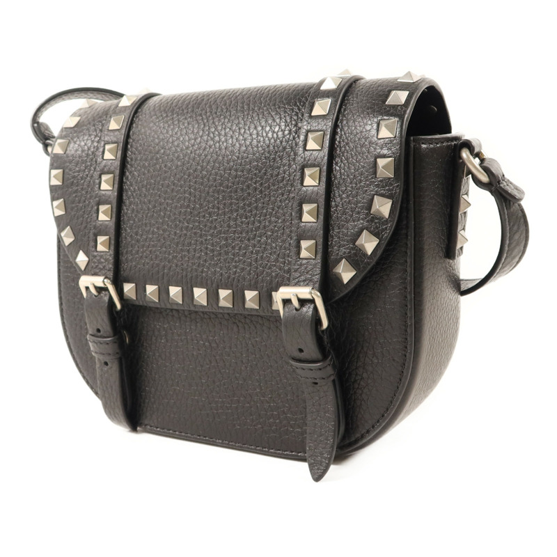 Valentino 牛皮皮革Rockstud Messenger Bag銀扣肩背袋-2