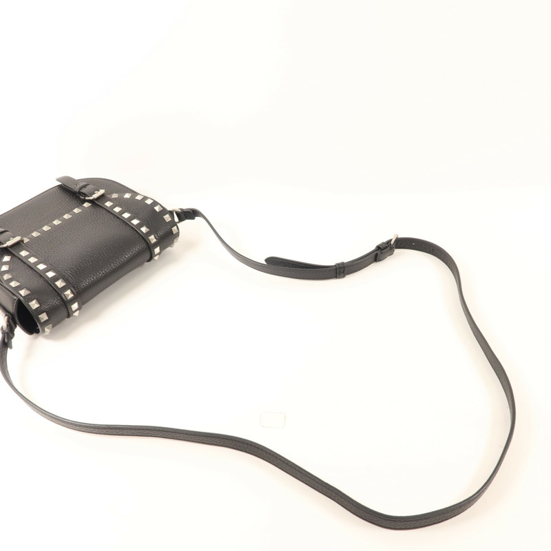Valentino 牛皮皮革Rockstud Messenger Bag銀扣肩背袋-6